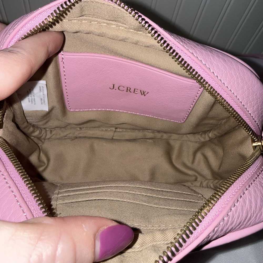 J CREW Signet Crossbody Bag Purse Pink Italian Pebbled Leather Lock Key EUC - Picture 11 of 16